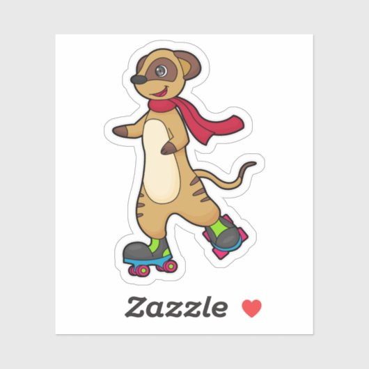 Meerkat als Skater met Roller-schaatsen Sticker (Vel)