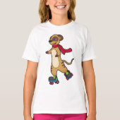 Meerkat als Skater met Roller-schaatsen T-shirt (Voorkant)