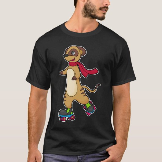Meerkat als Skater met Roller-schaatsen T-shirt (Voorkant)
