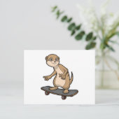 Meerkat als Skater met Skateboard Briefkaart (Staand voorkant)