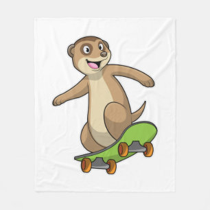 Meerkat als Skater met Skateboard Fleece Deken
