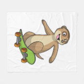 Meerkat als Skater met Skateboard Fleece Deken (Voorkant (Horizontaal))