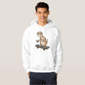 Meerkat als Skater met Skateboard Hoodie (Voorkant volledig)