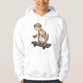 Meerkat als Skater met Skateboard Hoodie (Voorkant)