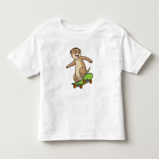 Meerkat als Skater met Skateboard Kinder Shirts (Voorkant)