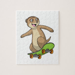 Meerkat als Skater met Skateboard Legpuzzel