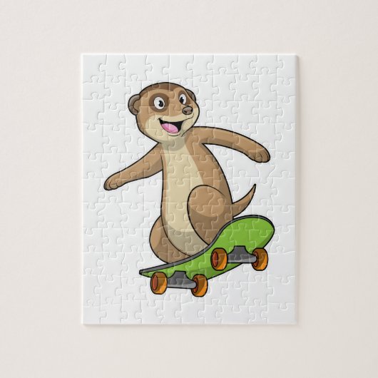 Meerkat als Skater met Skateboard Legpuzzel (Verticaal)