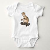 Meerkat als Skater met Skateboard Romper (Voorkant)