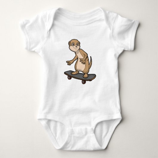 Meerkat als Skater met Skateboard Romper (Voorkant)