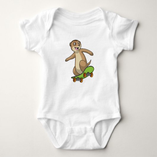 Meerkat als Skater met Skateboard Romper (Voorkant)