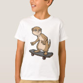 Meerkat als Skater met Skateboard T-shirt (Voorkant)