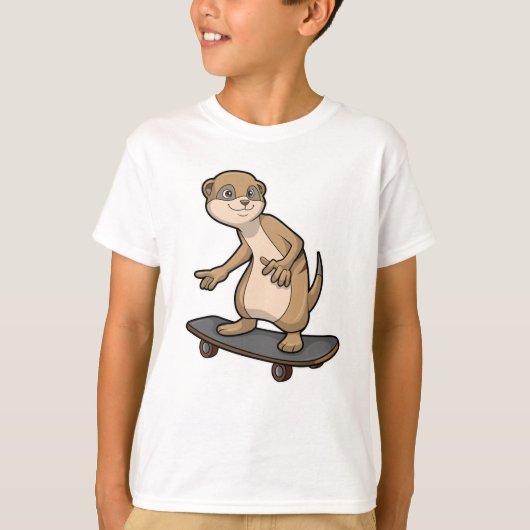 Meerkat als Skater met Skateboard T-shirt (Voorkant)