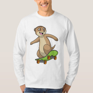 Meerkat als Skater met Skateboard T-shirt
