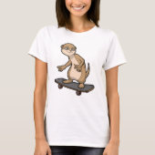 Meerkat als Skater met Skateboard T-shirt (Voorkant)