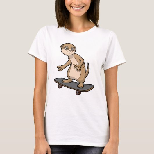 Meerkat als Skater met Skateboard T-shirt (Voorkant)