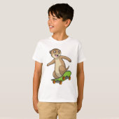 Meerkat als Skater met Skateboard T-shirt (Voorkant volledig)