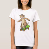 Meerkat als Skater met Skateboard T-shirt (Voorkant)