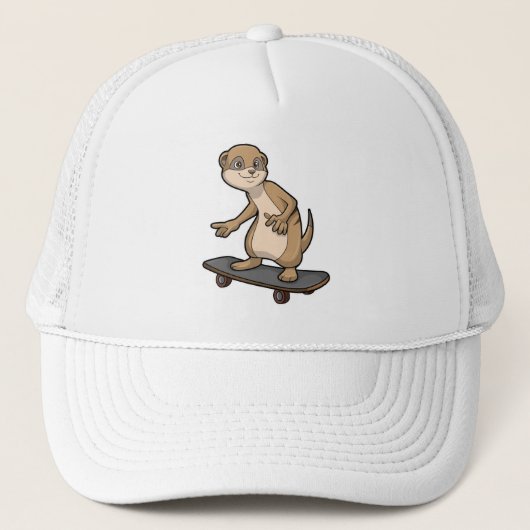 Meerkat als Skater met Skateboard Trucker Pet (Voorkant)