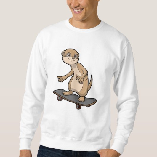 Meerkat als Skater met Skateboard Trui (Voorkant)