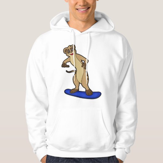 Meerkat als Snowboarder met Snowboard Hoodie (Voorkant)