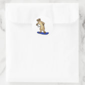 Meerkat als Snowboarder met Snowboard Ronde Sticker (Tas)