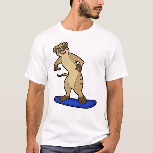 Meerkat als Snowboarder met Snowboard T-shirt (Voorkant)