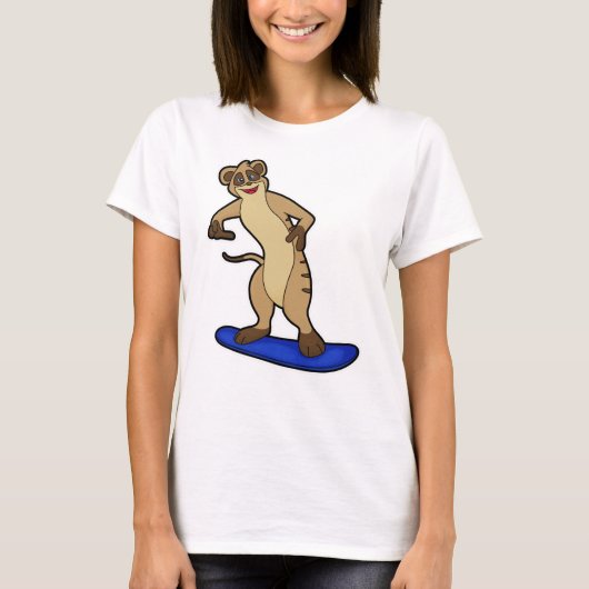 Meerkat als Snowboarder met Snowboard T-shirt (Voorkant)