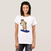 Meerkat als Snowboarder met Snowboard T-shirt (Voorkant volledig)