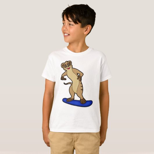 Meerkat als Snowboarder met Snowboard T-shirt (Voorkant volledig)