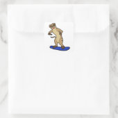 Meerkat als Snowboarder met Snowboard Vierkante Sticker (Tas)