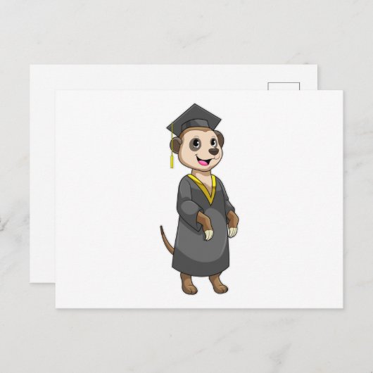 Meerkat als student met diploma briefkaart (Voorkant / Achterkant)