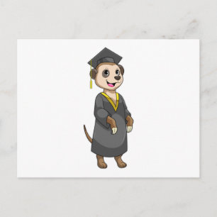 Meerkat als student met diploma briefkaart