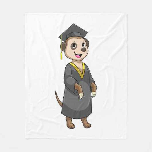 Meerkat als student met diploma fleece deken (Voorkant)
