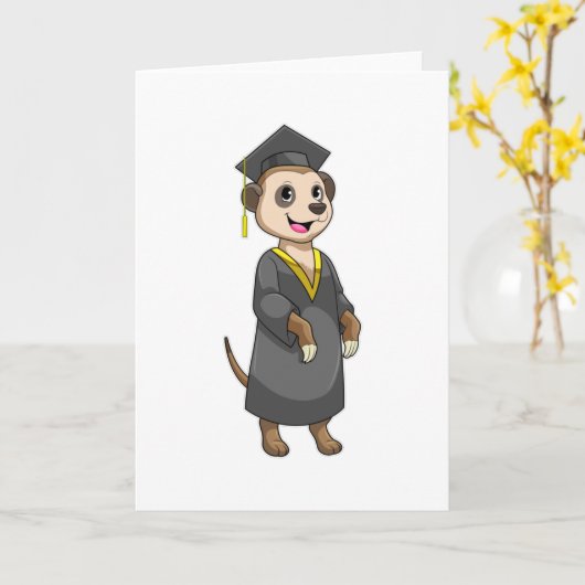 Meerkat als student met diploma kaart (Gele Bloem)