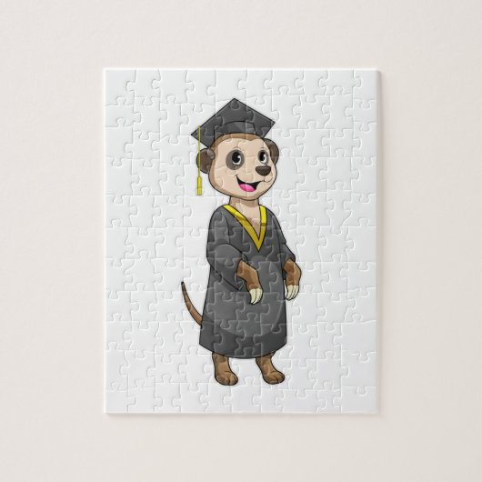 Meerkat als student met diploma legpuzzel (Verticaal)