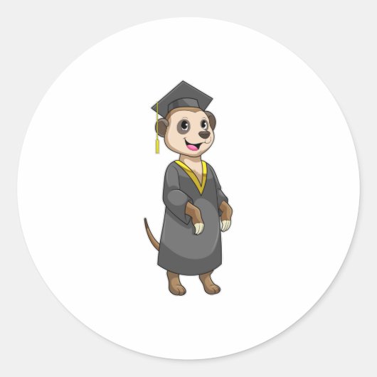Meerkat als student met diploma ronde sticker (Voorkant)