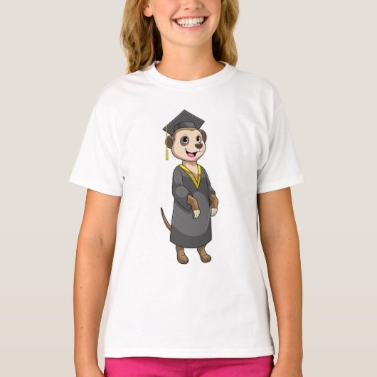 Meerkat als student met diploma t-shirt (Voorkant)