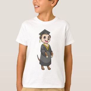 Meerkat als student met diploma t-shirt