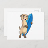 Meerkat als surfer met surfboard briefkaart (Voorkant / Achterkant)