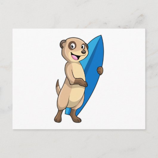 Meerkat als surfer met surfboard briefkaart (Voorkant)