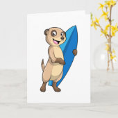 Meerkat als surfer met surfboard kaart (Gele Bloem)