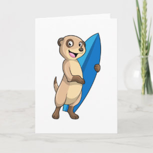 Meerkat als surfer met surfboard kaart