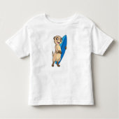 Meerkat als surfer met surfboard kinder shirts (Voorkant)