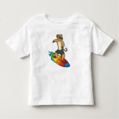 Meerkat als surfer met surfboard kinder shirts (Voorkant)