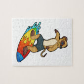 Meerkat als surfer met surfboard legpuzzel (Horizontaal)