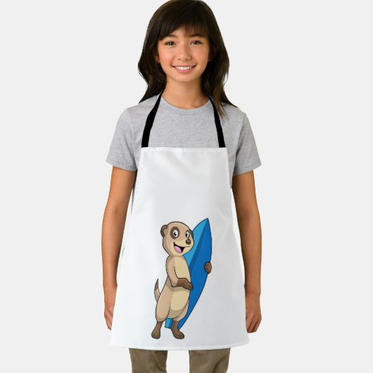 Meerkat als surfer met surfboard schort (Insitu)