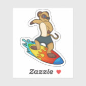 Meerkat als surfer met surfboard sticker (Vel)