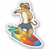 Meerkat als surfer met surfboard sticker (Voorkant)