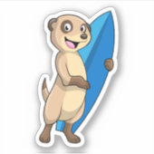 Meerkat als surfer met surfboard sticker (Voorkant)