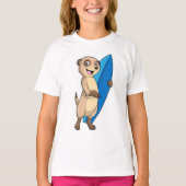 Meerkat als surfer met surfboard t-shirt (Voorkant)